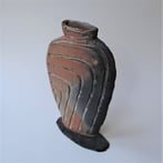 McW2112-3, Brown Vase object, h.34,5x23x6cm, woodfired-stoneware, slate foot, TerraDelft2