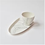 MS21-2 Parabel set S, porcelain, inlayed, Plate h.1,5x20,5x12cm, Cups h.7xd.8,5cm, TerraDelft 2