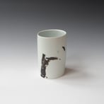 KB24-05 Cylinder Oval, Porcelain-Ru-Gold-Celadon-Basalt, 17.5x12.5x11cm, TerraDelft2