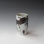 KB24-04 Cylinder Edges, Porcelain-Ru-Gold-Celadon-Basalt,19.5x11x9cm, TerraDelft2