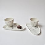 MS21-2 Two Parabel set S, porcelain, inlayed, Plate h.1,5x20,5x12cm, Cups h.7xd.8,5cm, TerraDelft