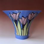 JK6-22-2 Waaiervaas op voet, 36x49x14cm, steengoed, handgedecoreerd, TerraDelft1