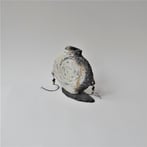 McW21-6 Majiayao Vase S3, h.16,5x16,5x3cm, woodfired stoneware on slate foot - porcelain beads on wire, TerraDelft5