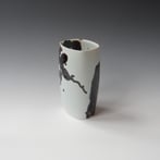 KB24-04 Cylinder Edges, Porcelain-Ru-Gold-Celadon-Basalt,19.5x11x9cm, TerraDelft4