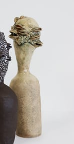 Banksia II, 2024, handbuilt stoneware, lithogrphic deco, pigments, glaze, 33x10x10cm.