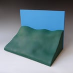 PRS2304 It’s all down hill from here but at least the view is pretty, 2023 (the green hill), h.26x36,5x21cm, stoneware-vinyl paint-MDF board, TerraDelft2