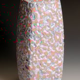 PB21-4 Red blue grey and white ground vessel h.33x14x14cm