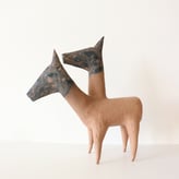 Horse, 2025, handbuilt stoneware, lithographic deco, pigments,h.43,5x14x40cm.2