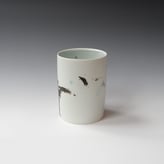 KB24-05 Cylinder Oval, Porcelain-Ru-Gold-Celadon-Basalt, 17.5x12.5x11cm, TerraDelft1