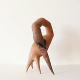 Agony,2025, handbuilt stoneware, lithographic deco, glaze, pigments, 42x26x25cm