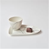 MS21-2 Parabel set S, porcelain, inlayed, Plate h.1,5x20,5x12cm, Cups h.7xd.8,5cm, TerraDelft 1