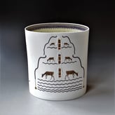 CV22-CW Ovale Cilinder Wildlife, porselein-transfers, h.20,5x18,5x11,5cm, TerraDelft1