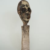 Memories, 2018, handbuilt stoneware, lithographic deco, pigments, glaze, 33x13x8cm