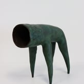 City Crier, 2024, handbuiltstoneware, pigments, glaze, 25x14x29cm
