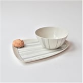 MS21-1 Parabel set B, porcelain, inlayed, Plate h.1,5x24x17,5cm, Cup h.6xd.14cm, TerraDelft 1