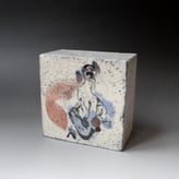 SS-MJL 20-01 raku wallcube, handpainted, 18x18x10cm, TerraDelft1