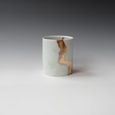 KB24-01 Cylinder Oval, Porcelain-Ru-Gold-Celadon-Basalt, 13.5x11.5x10cm, TerraDelft1