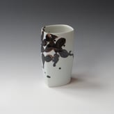 KB24-04 Cylinder Edges, Porcelain-Ru-Gold-Celadon-Basalt,19.5x11x9cm, TerraDelft1