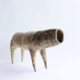 Bull, 2023, handbuilt stoneware, pigments, glaze, 20x11x36cm.