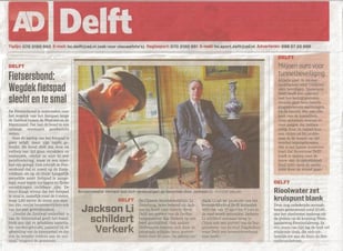 Jackson Li paints Verkerk; Mayor Delft
