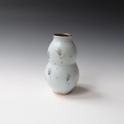 KB24-10 Double Gourd, Porcelain-Ru-Gold-Zander Blue, 20.5xØ12cm, TerraDelft1