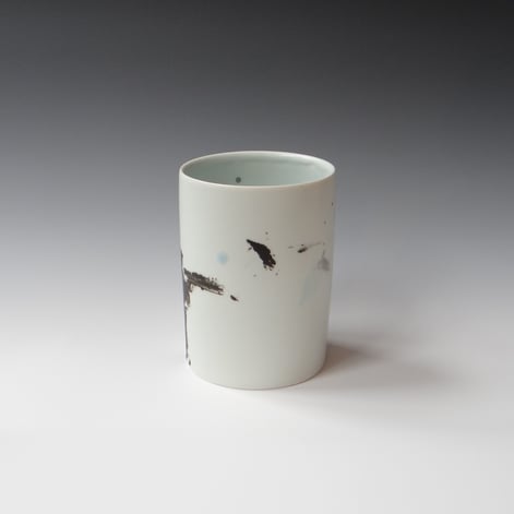 KB24-05 Cylinder Oval, Porcelain-Ru-Gold-Celadon-Basalt, 17.5x12.5x11cm, TerraDelft1