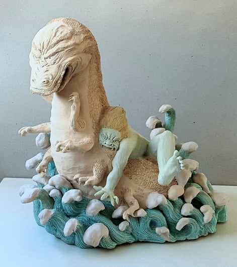 W8 Seadragon, h.33x34x26cm, ceramics-acrylics, Delft2015-2