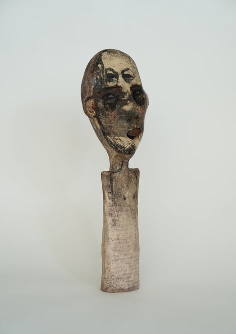Memories, 2018, handbuilt stoneware, lithographic deco, pigments, glaze, 33x13x8cm