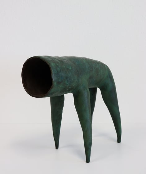City Crier, 2024, handbuiltstoneware, pigments, glaze, 25x14x29cm