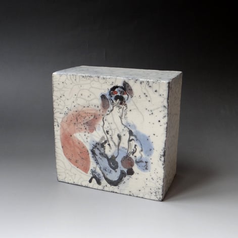 SS-MJL 20-01 raku wallcube, handpainted, 18x18x10cm, TerraDelft1