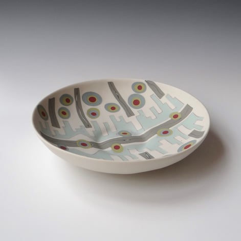 AL23-01 grote schaal, ingelegd porselein, h.5,5xd.25,5cm, TerraDelft