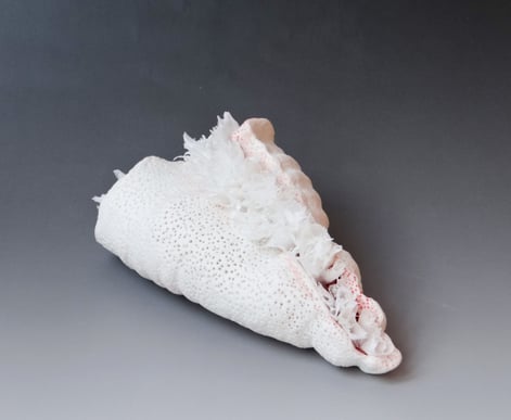 HN16-Shell-white-orange-8x18x95cm-porcelain-TerraDelft