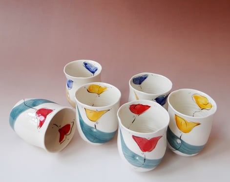 Flowercup-wheel-thrown-porcelain-h.9xd.7cm