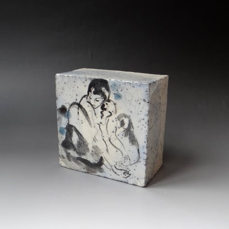 SS-MJL 20-05 raku wallcube, handpainted, 18x18x10cm, TerraDelft1
