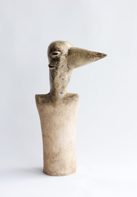 Guardian, 2023, handbuilt stoneware, pigments, glaze, 33x20x9cm.